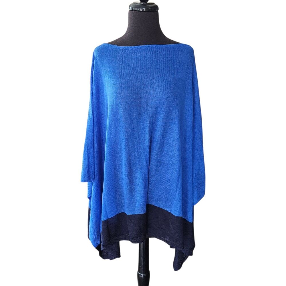 Lauren Ralph Lauren Blue Colorblock Women's Poncho One Size Lightweight Costal